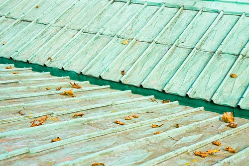 Patina forming on copper roof